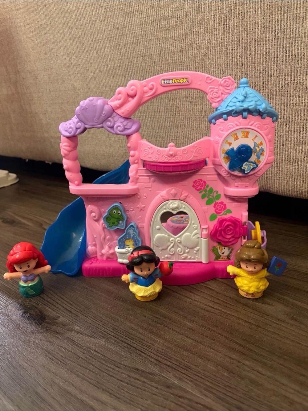 Little people princess castle with belle, Ariel, Snow White